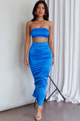 Nohemi Strapless Diamante Maxi Dress Blue