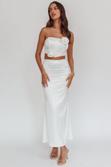 Like A Dove Satin Maxi Skirt Oyster