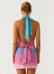 One More Time Sequin Knit Mini Skirt - Disco Ombre