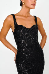 Kaden Sequin Embellished Mini Dress Black