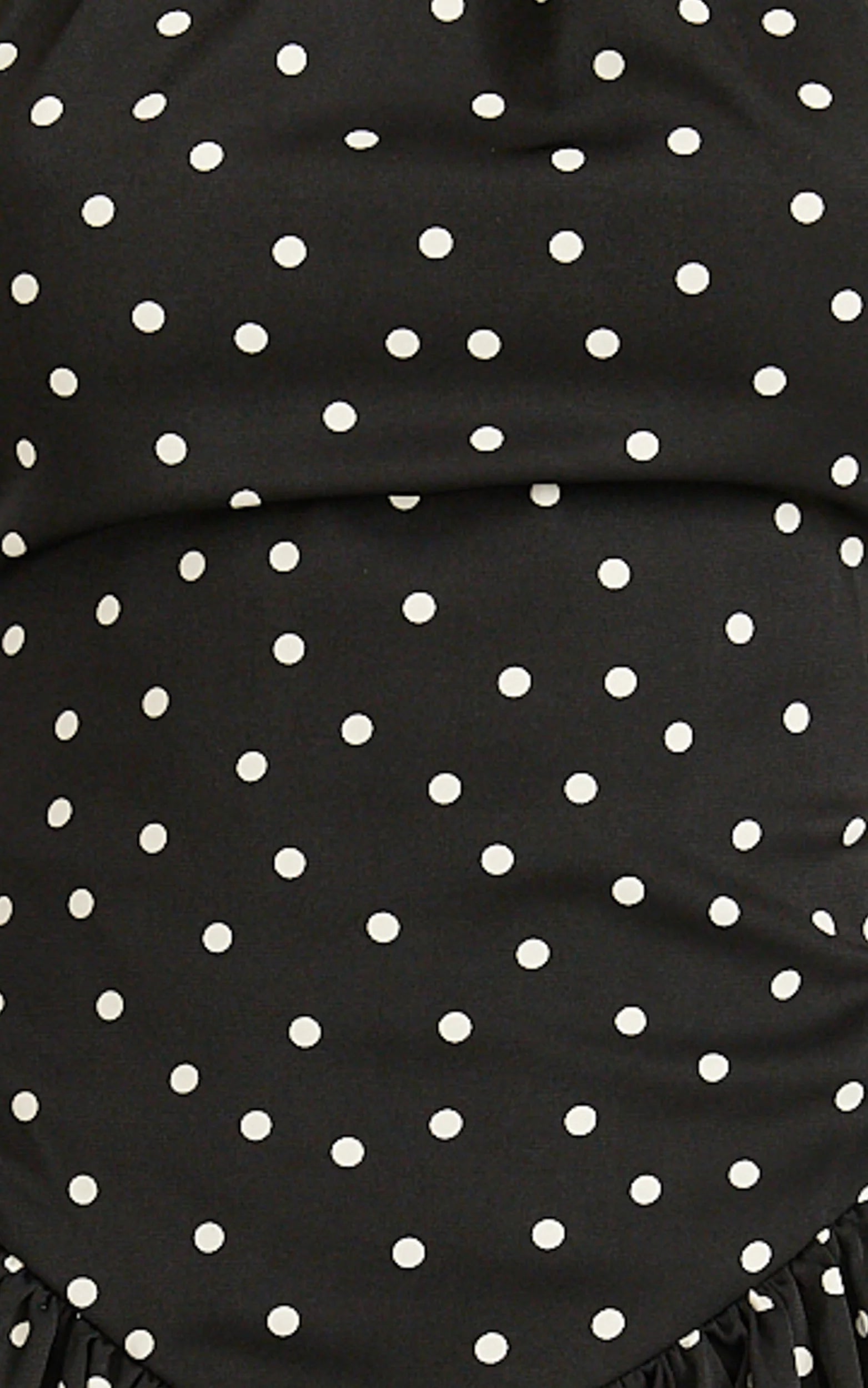 Ruby Mini Dress - Halter Neck Tie Drop V Waist  Gathered Dress in Black Polka Dot Print