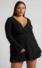 The Next Step Mini Dress - Long Sleeve Dress in Black