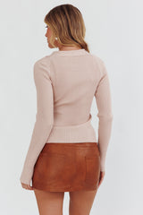 One Mind Cut-Out Neckline Knit Top Mocha