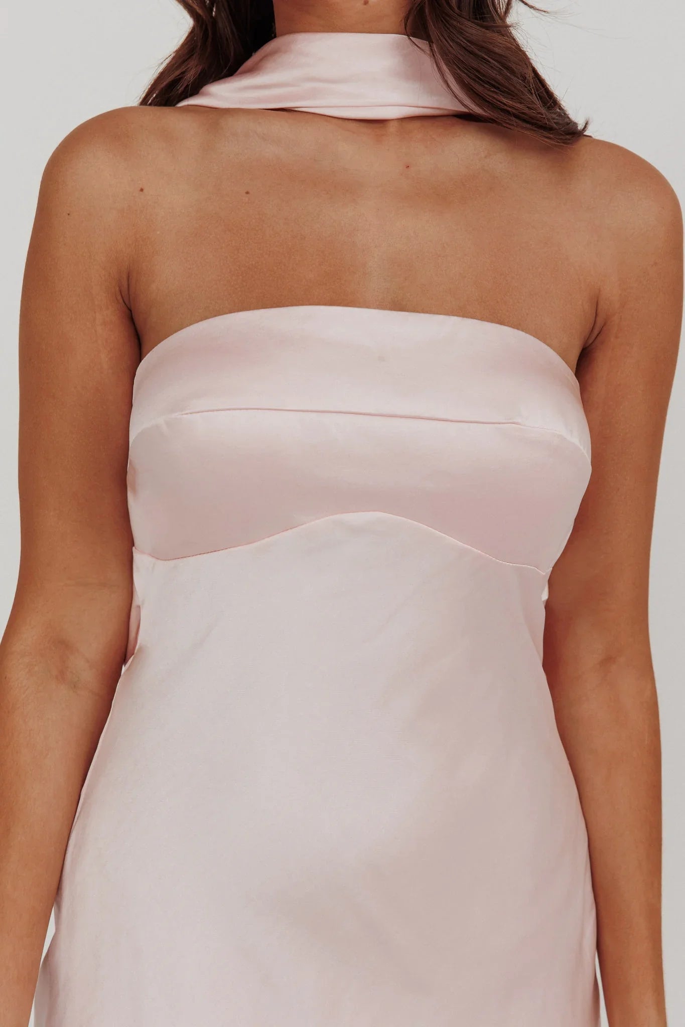 Damsel Reverse Halter Mini Dress Blush