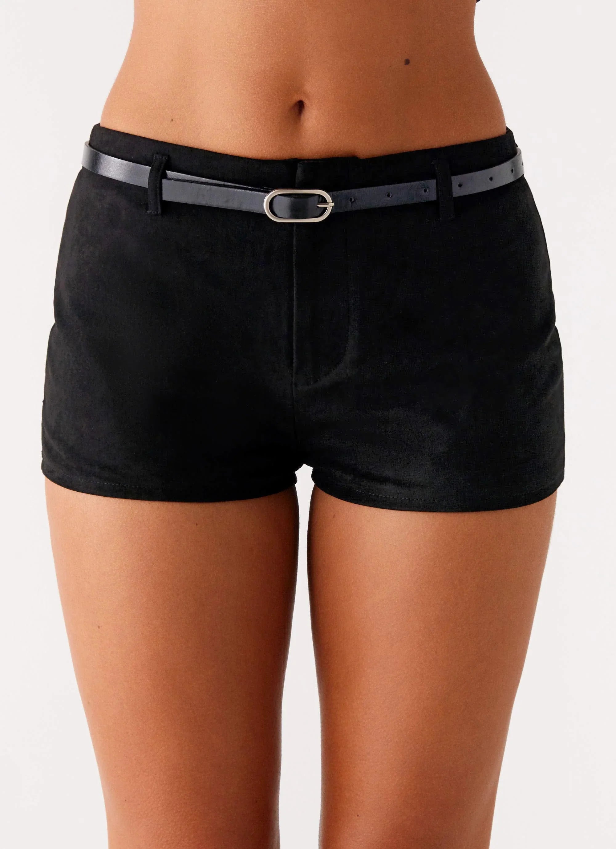 Katie Suede Mini Shorts - Black