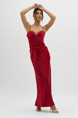 Silver Lining String Tie Waist Dress Red