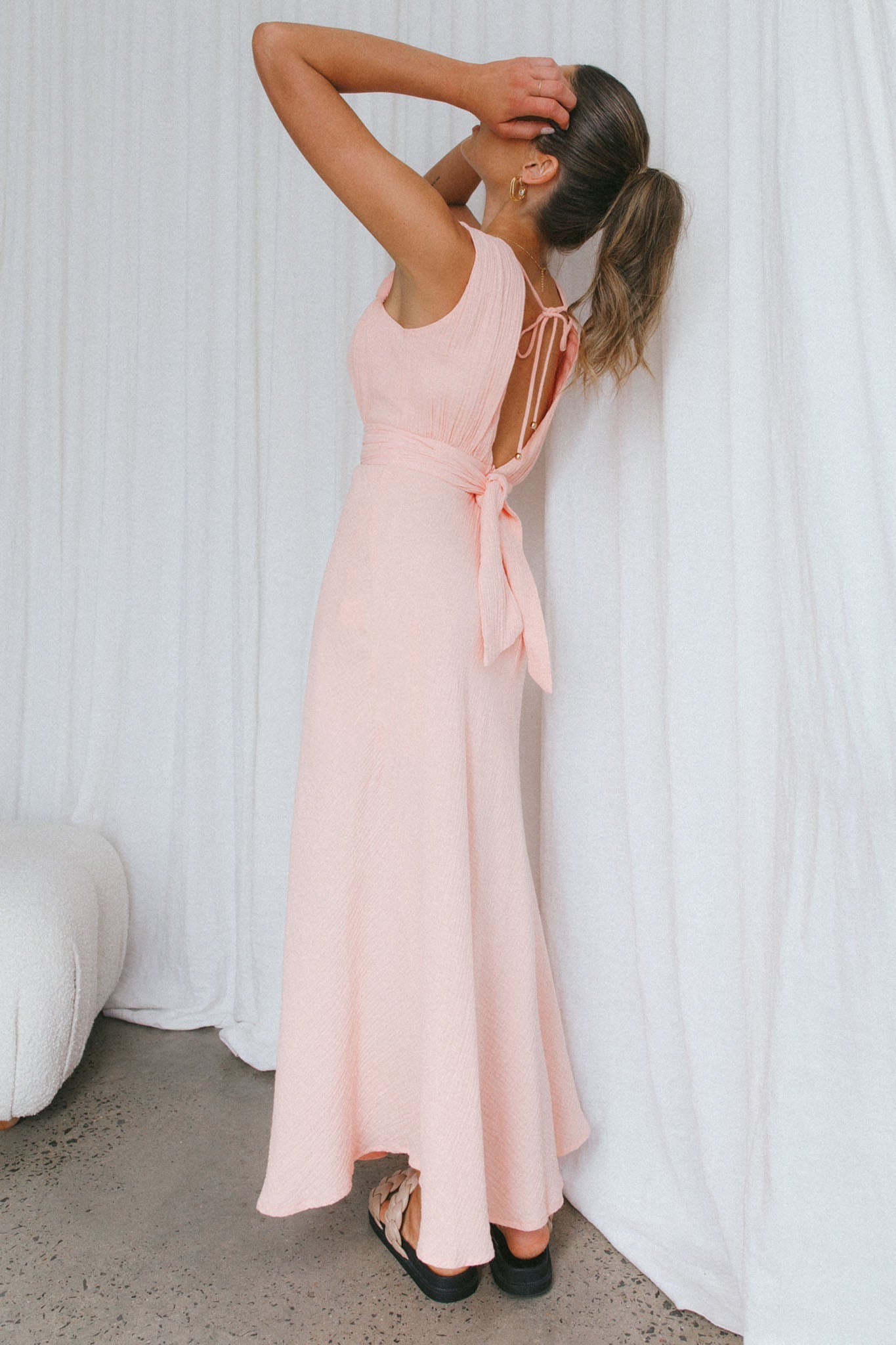 Zanzibar Surplice Neckline Maxi Dress Nude