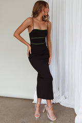 Esperance Diamante Trim Midi Dress Black