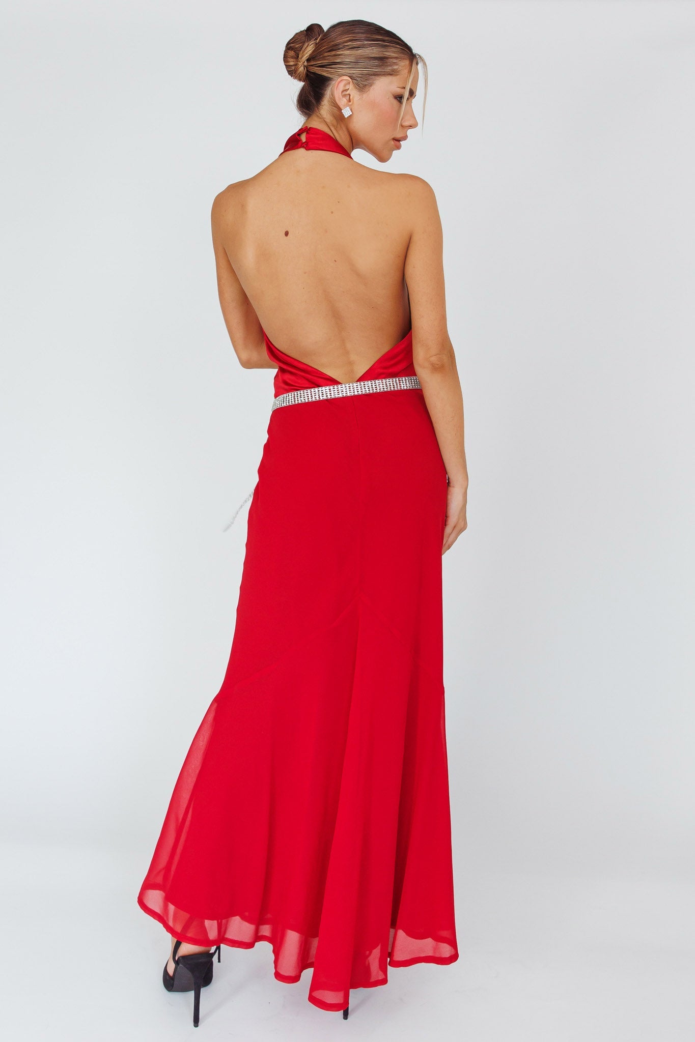 Vision Halterneck Midi Dress Cherry
