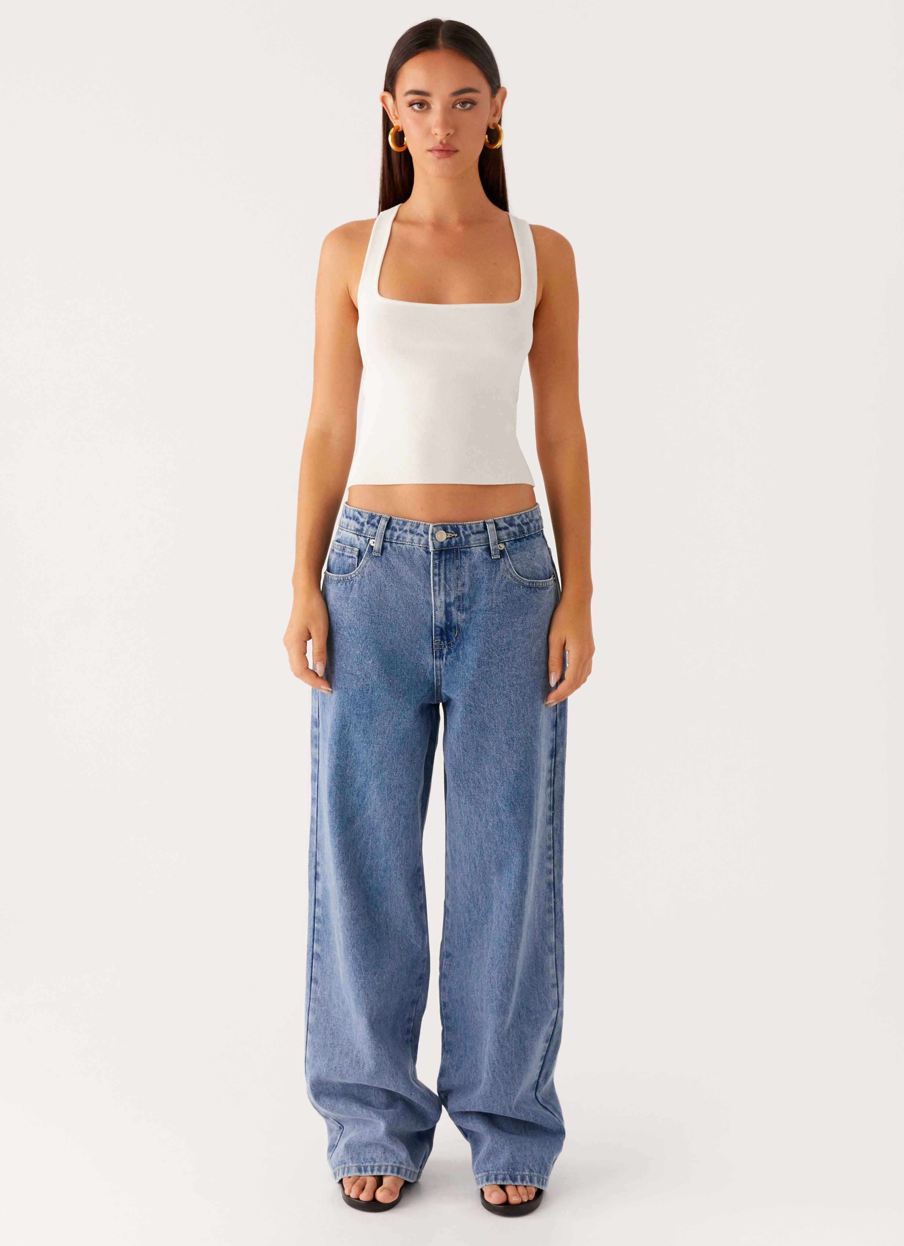 Keanna Low Rise Denim Jeans - Blue Denim