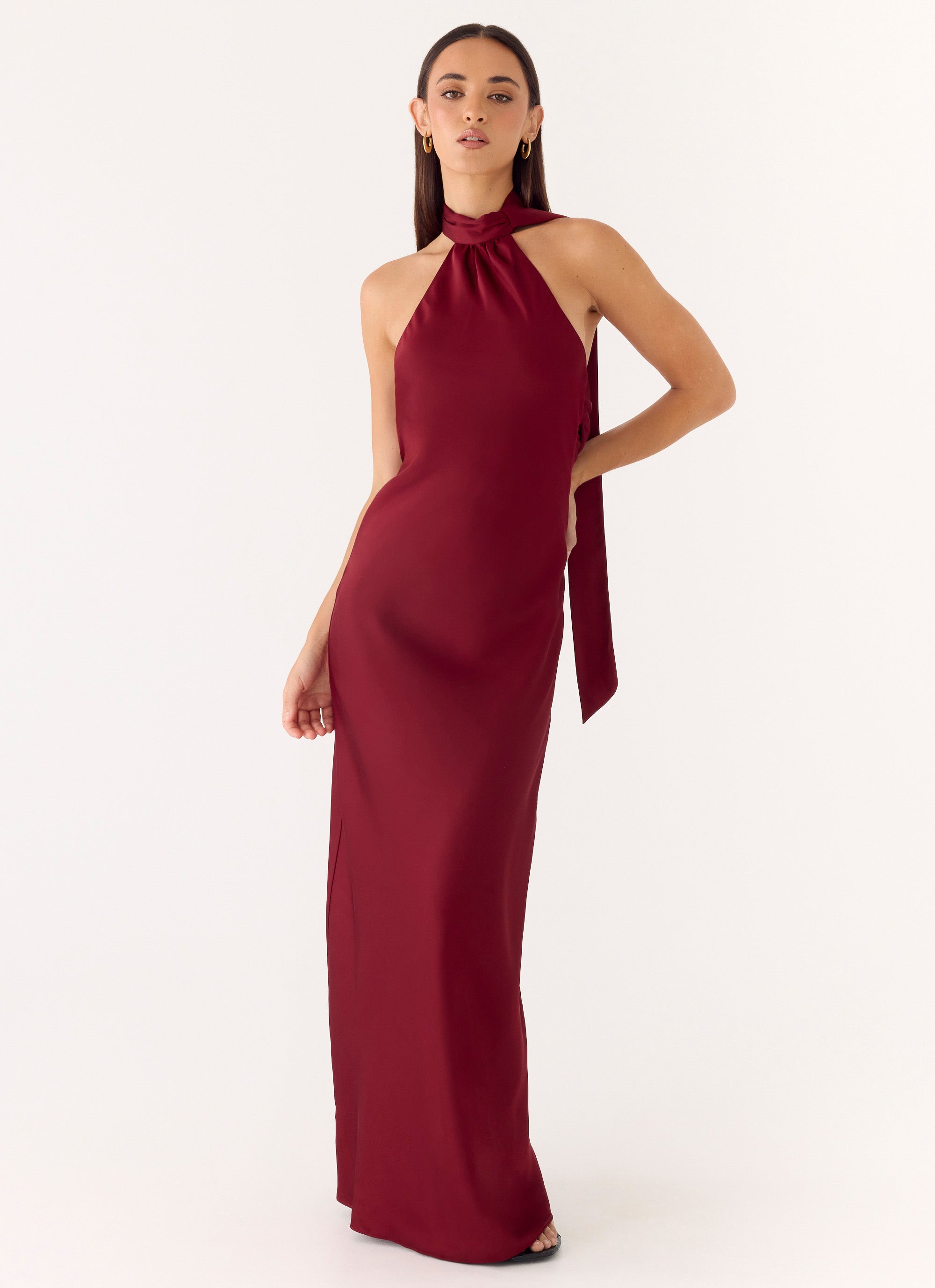 Keena Scarf Maxi Dress - Merlot