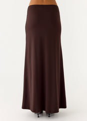 Like A Flower Maxi Skirt - Chocolate