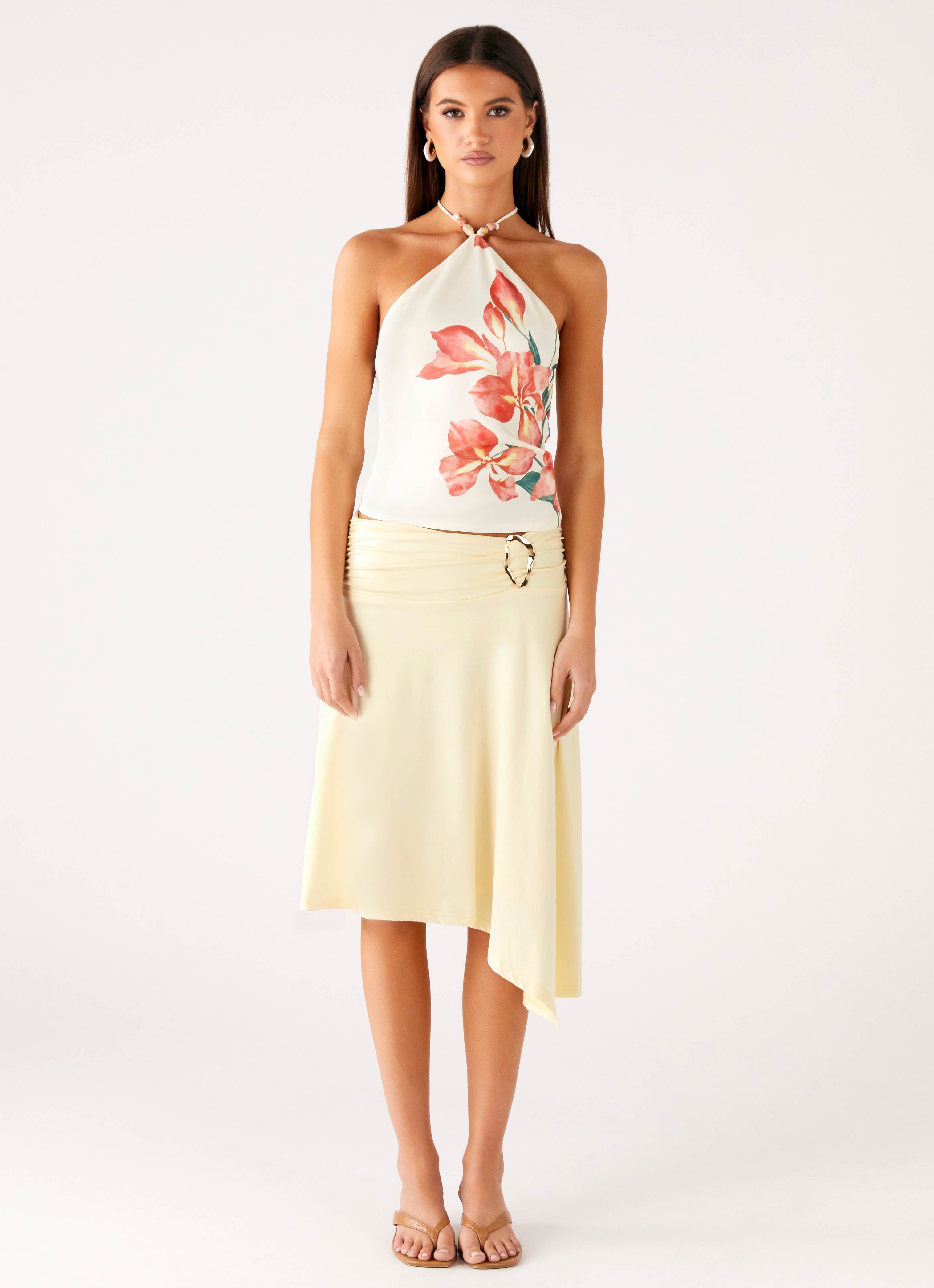 Loreta Beaded Tie Back Top - Siena Floral