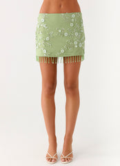 Midnight Tide Tie Side Mini Skirt - Green