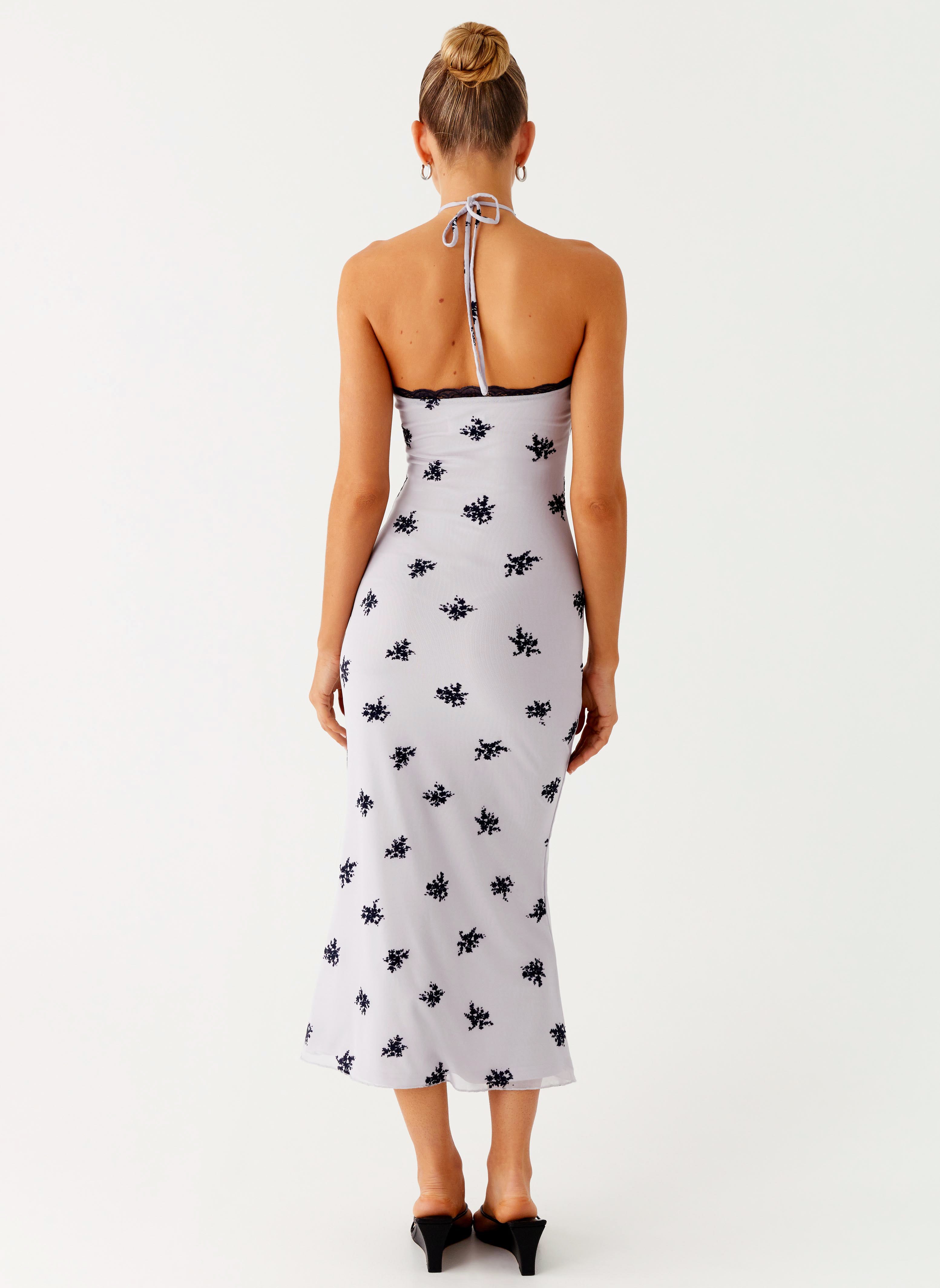 Nestel Flock Halter Midi Dress - Lilac