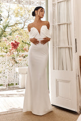 Jacqui Draped Off-Shoulder Maxi Dress White
