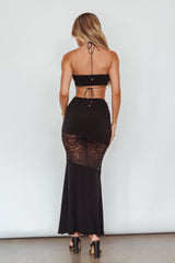 Florida Lace Insert Cut-Out Maxi Dress Black