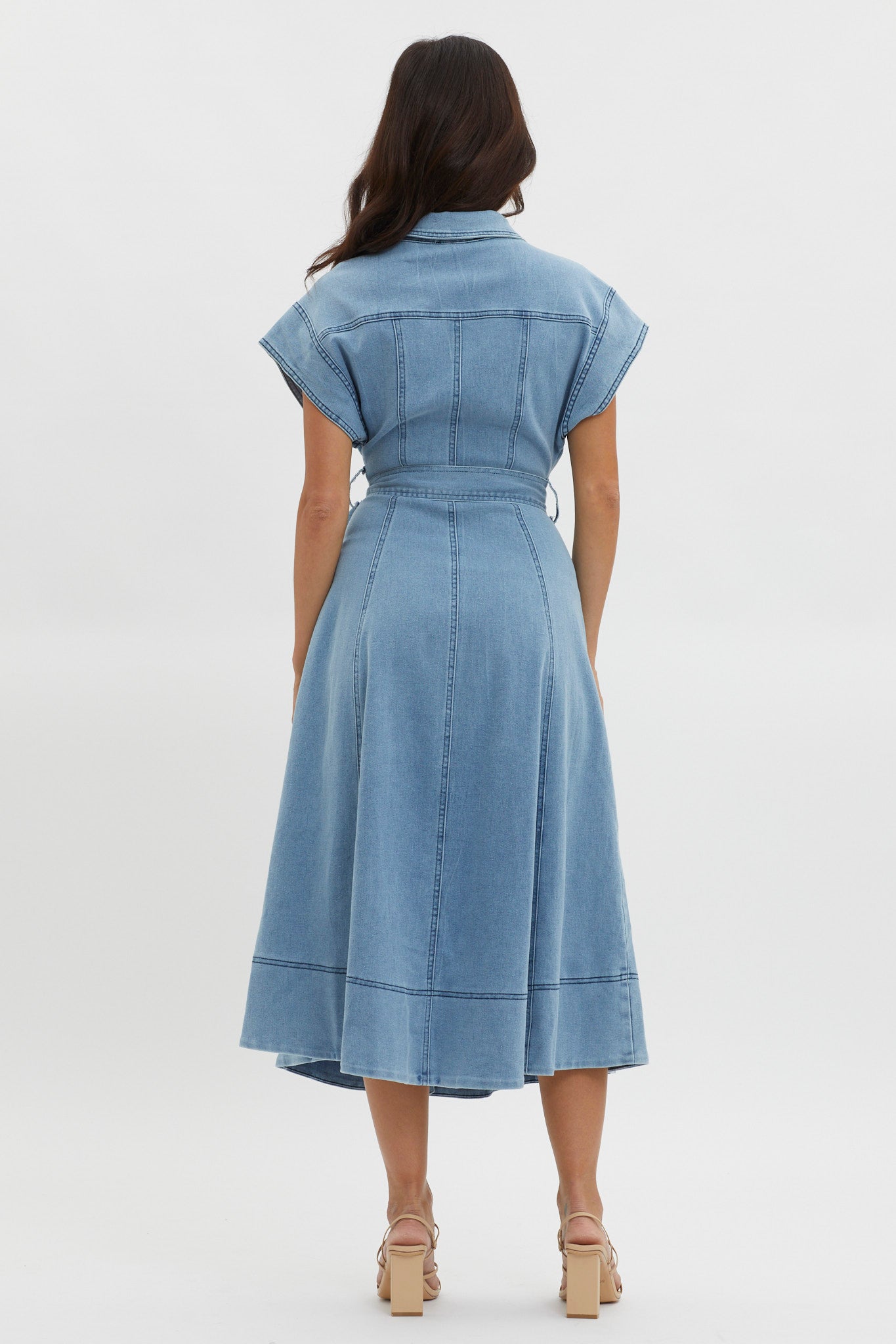 Laureen Short Sleeve Midi Dress Denim Blue