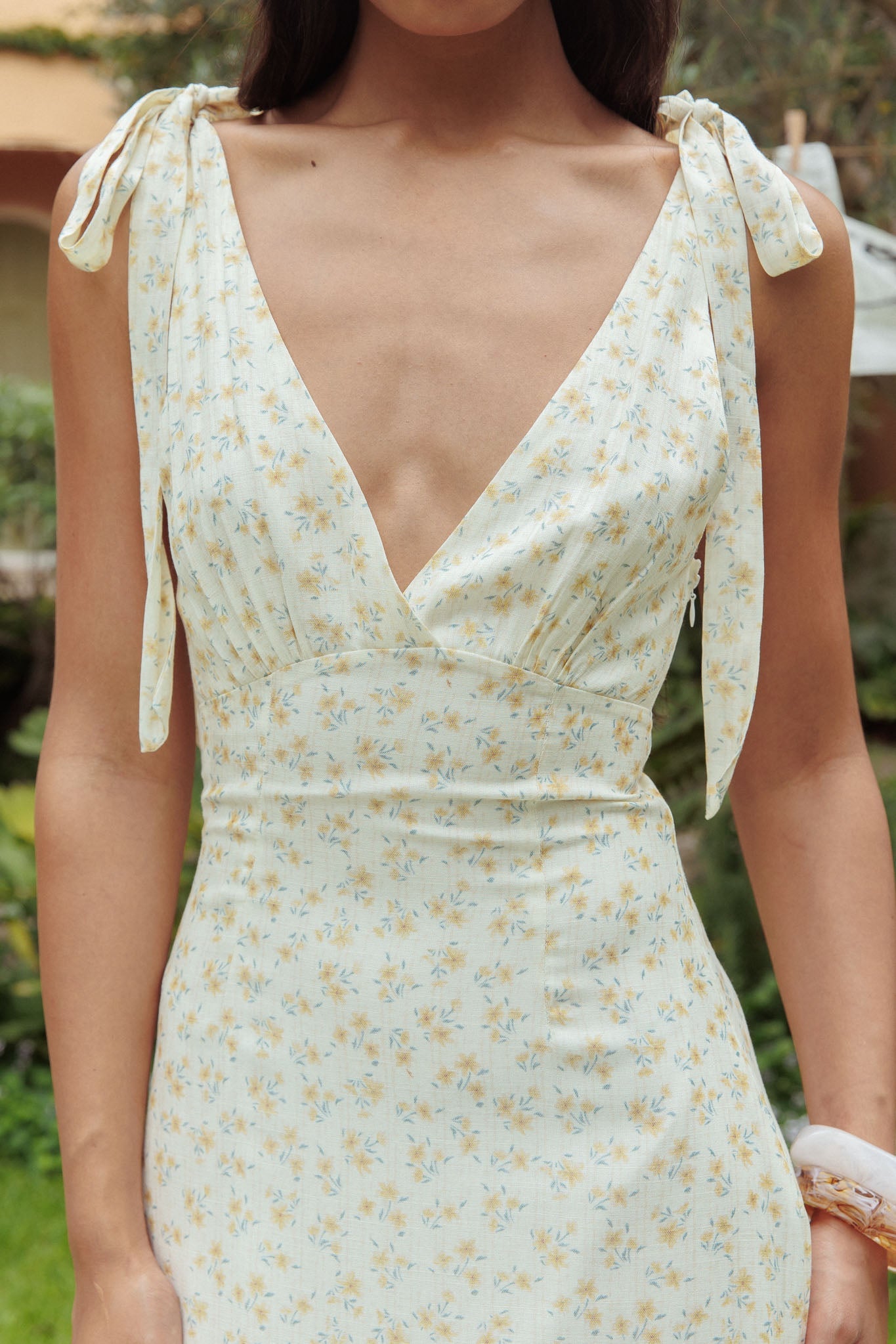 Manhattan Summer Tied Shoulder Maxi Dress Yellow