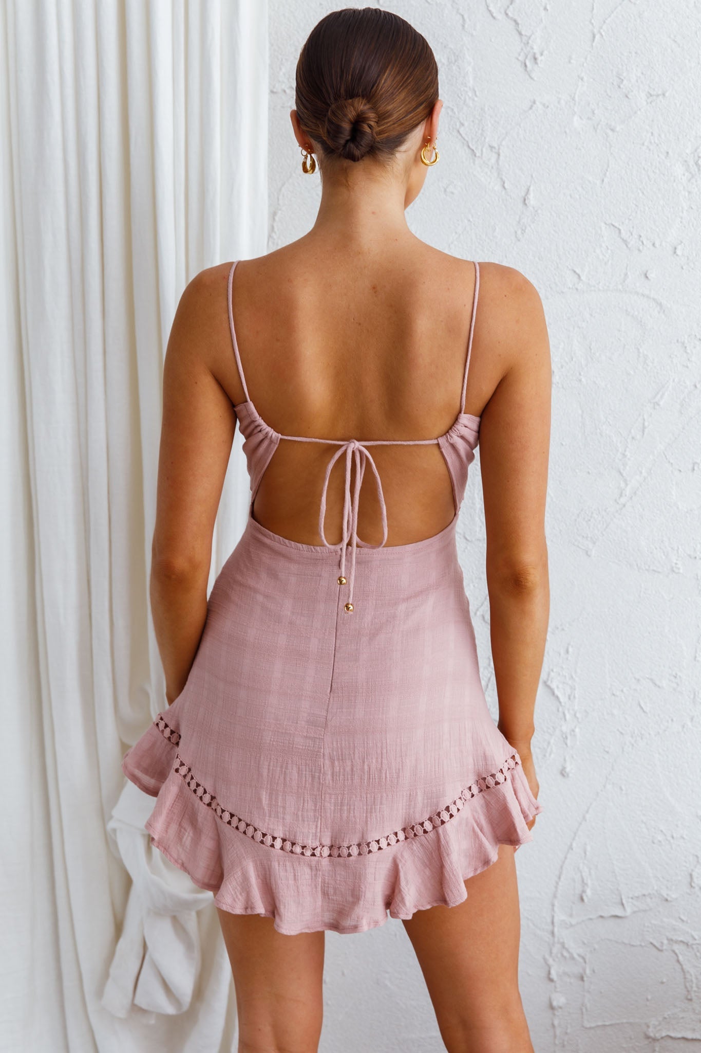 Royale Crochet Lace Trim Dress Mauve