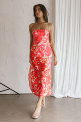 Dolce Life Low Back Midi Dress Floral Pink