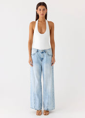 Set The Scene Halter Bodysuit - White