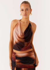 Stargazer Mesh Cowl Top - Black Gradient