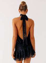 Willow Lace Mini Dress - Black Lace