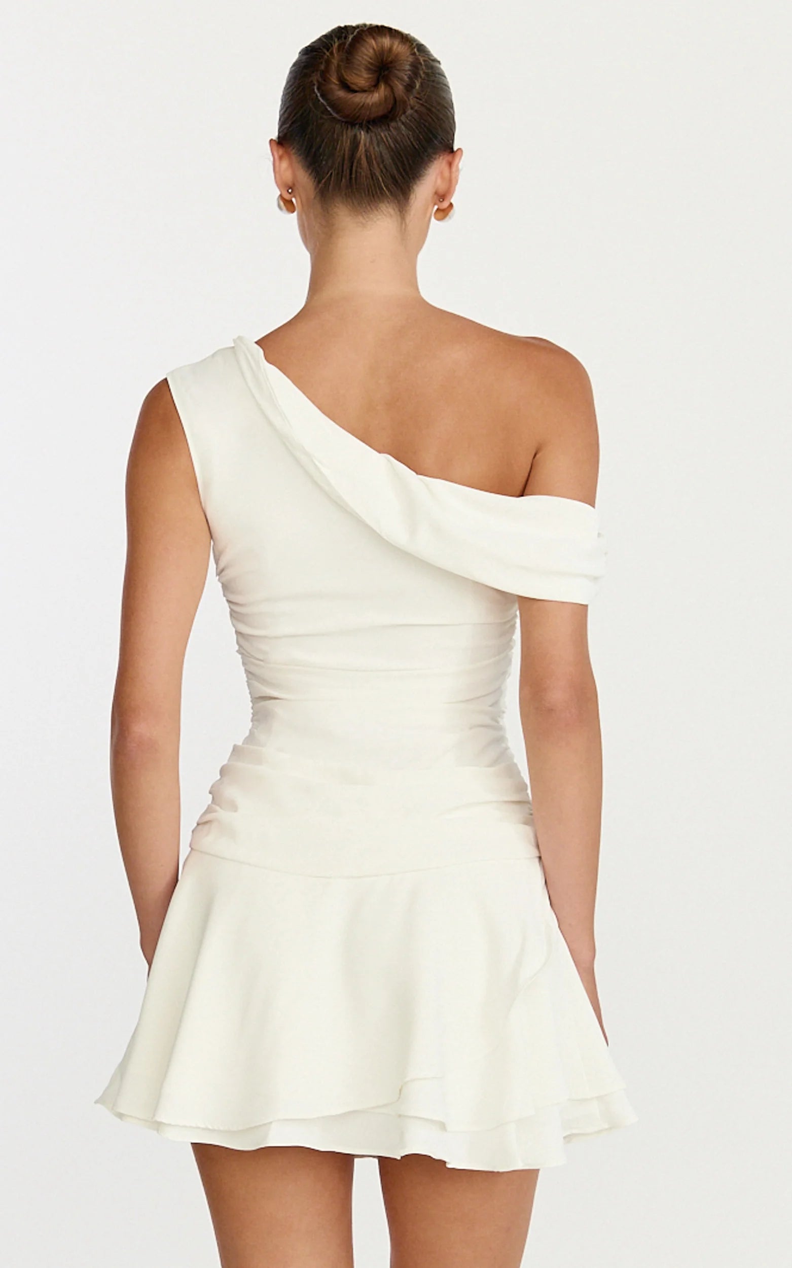 Vega Mini Dress - Off Shoulder Drop Waist Dress in White
